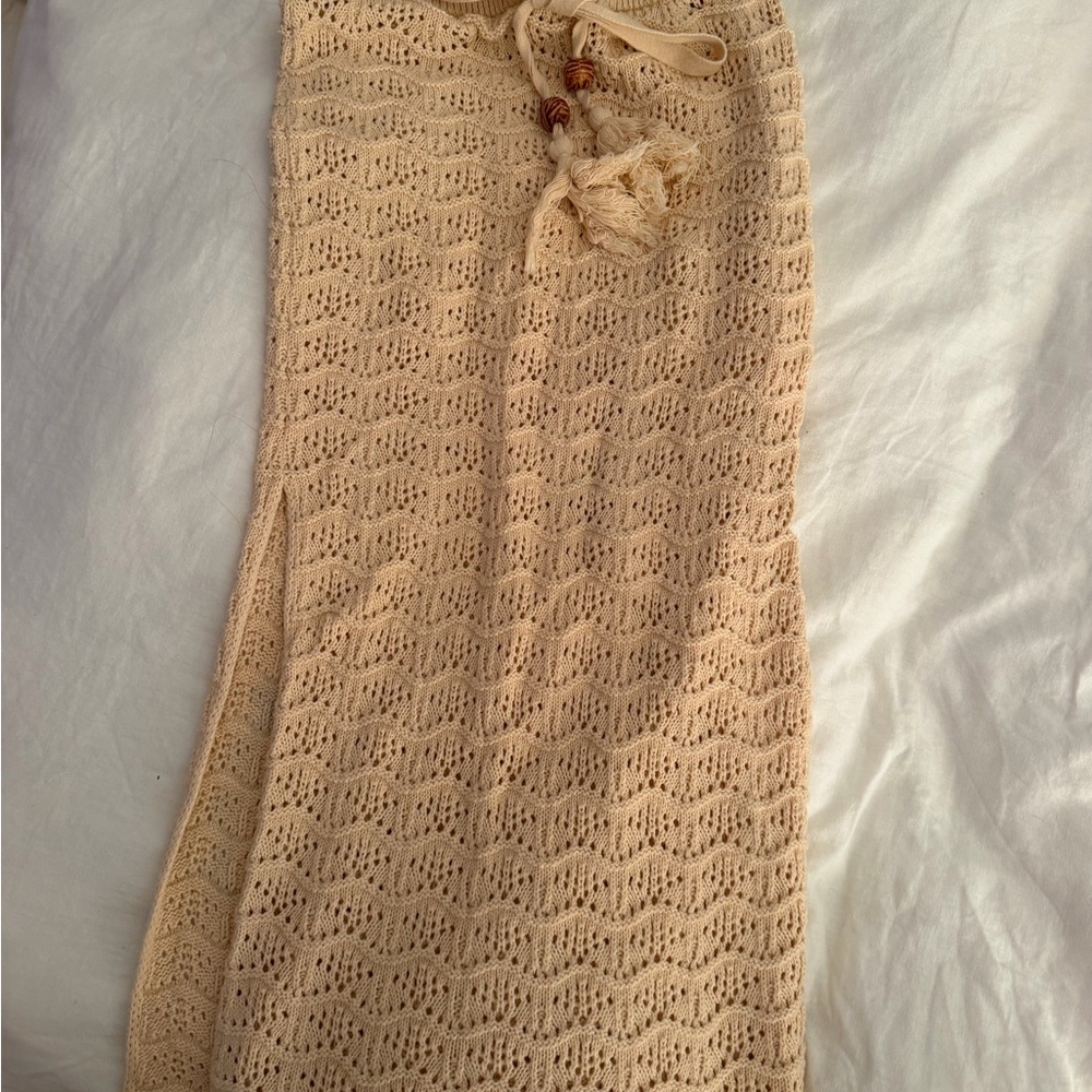 Spell Crochet Maxi Skirt with Tassel Drawstring